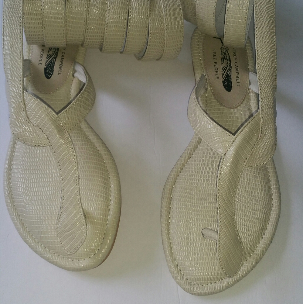 Jeffrey Campbell wrap around sandals cream color